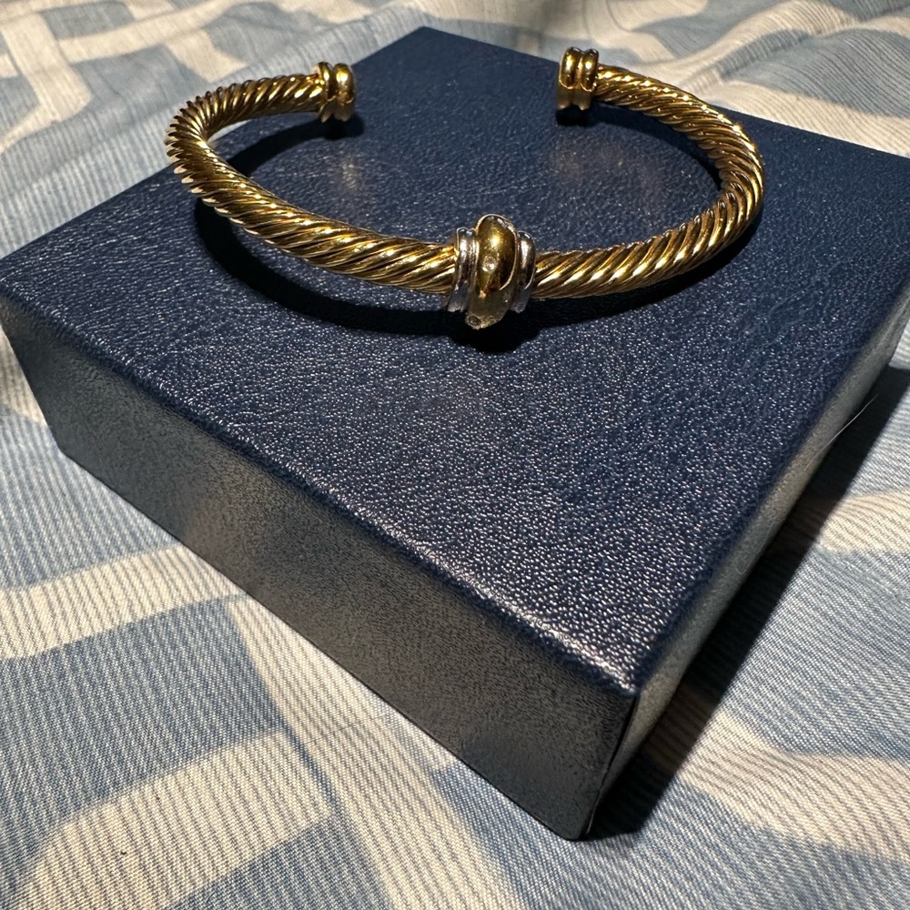 Gold and Silver Twisted Bangle Bracelet